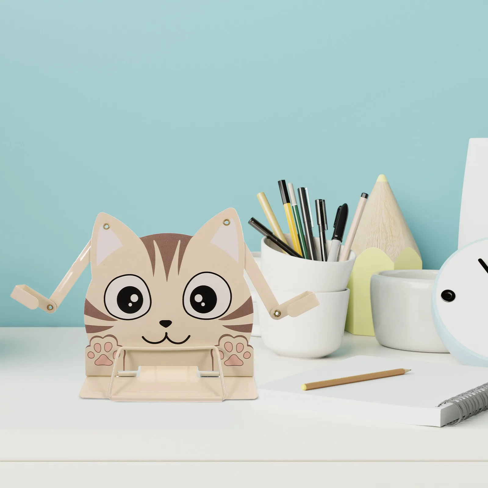 Adjustable Metal Bookstand Reading Book Holder Cute Cartoon Animal for Desk Portable Reading Recipe Music