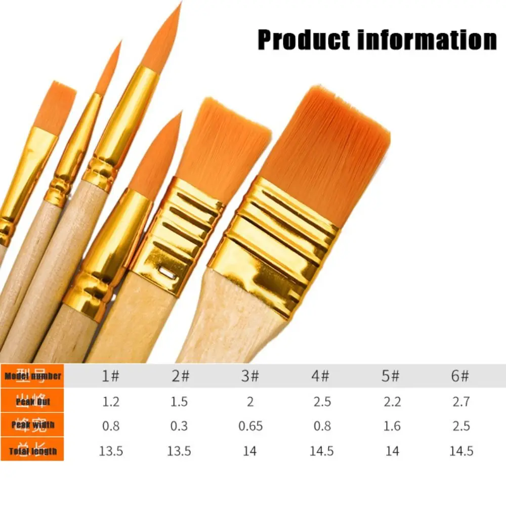 แปรงทาสี set pulpen ระบายสีน้ำมันปากกา6ชิ้น/แพ็คยืดหยุ่นได้