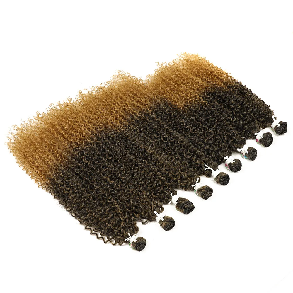 Synthetische Lockige Haar Bundles Lange Jerry Lockige Extensions 9PCS 24''26''28'' Organische Gefälschte Haar Für Frauen Hitzebeständige Faser Welle – Detail 7