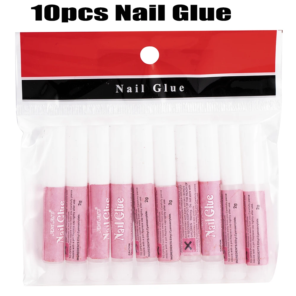 10Pcs/Set Mini Beauty Nail Glue Professional False Nail Art Decorate Tips Acrylic Glue 2g*10 For Rhinestones Glue Fake Nails &*&