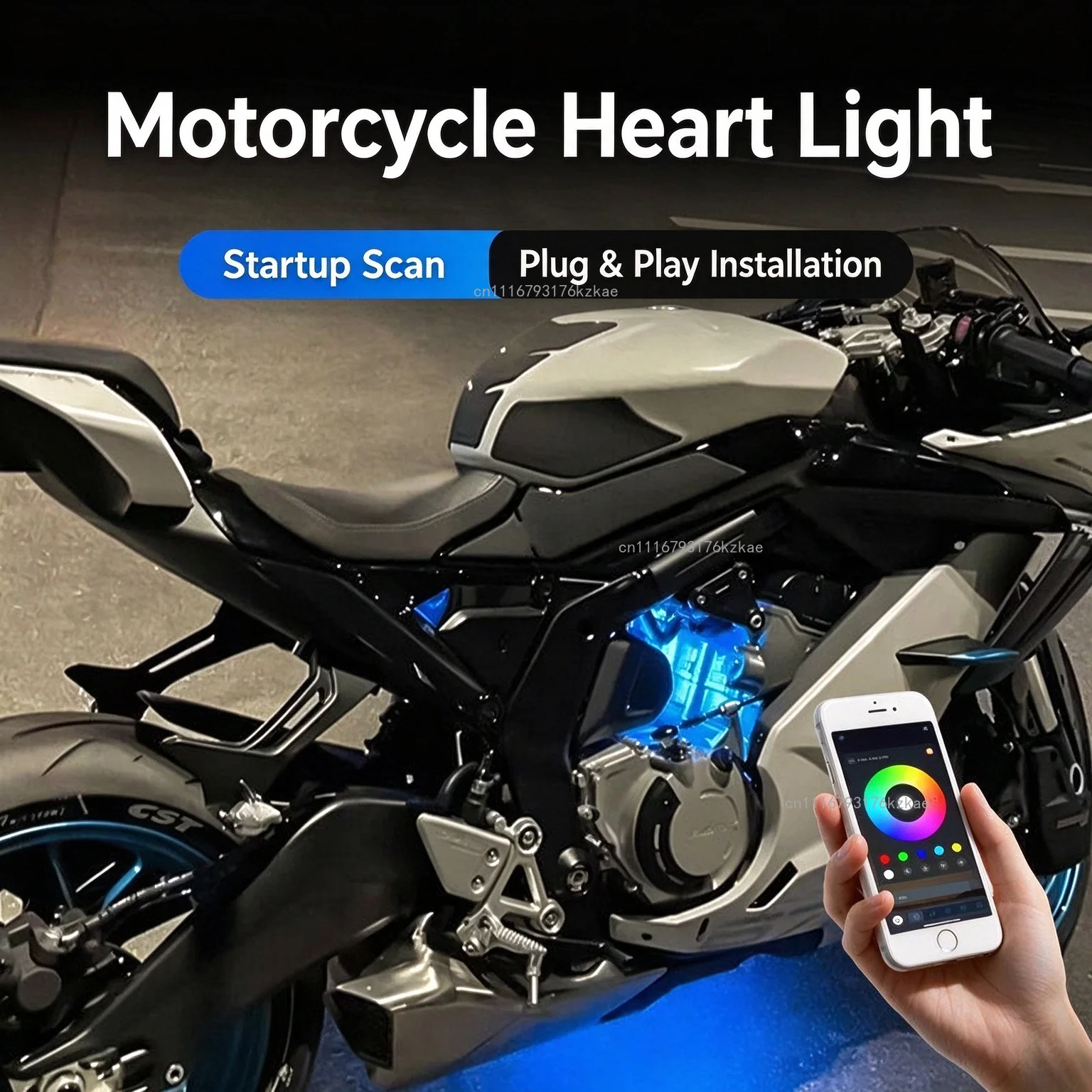 For CFMOTO CF675SR 450SR 675NK engine heart lights - ice blue and red atmosphere lights decoration accessory