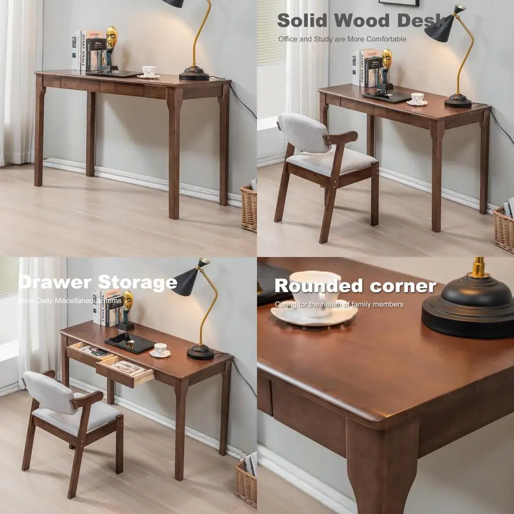 

Compact Solid Wood Desk for Gaming, Study, and Home Office Use, Ideal for Small Spaces and Bedrooms