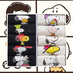 5 Pairs Snoopy Women Socks Cartoon Combed Cotton Breathable Men Short Boat Sock Casual Ladies Shallow Mouth Invisible Ankle Sock