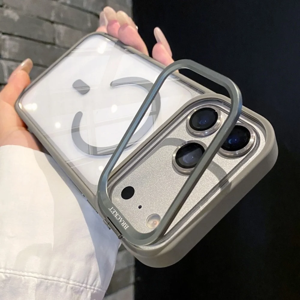 Magnetische Transparente Handyhülle für Apple iPhone 17 Air 16 15 14 Plus 13 12 11 Pro Max Durchsichtige Kamera-Schutzhülle mit Ständer