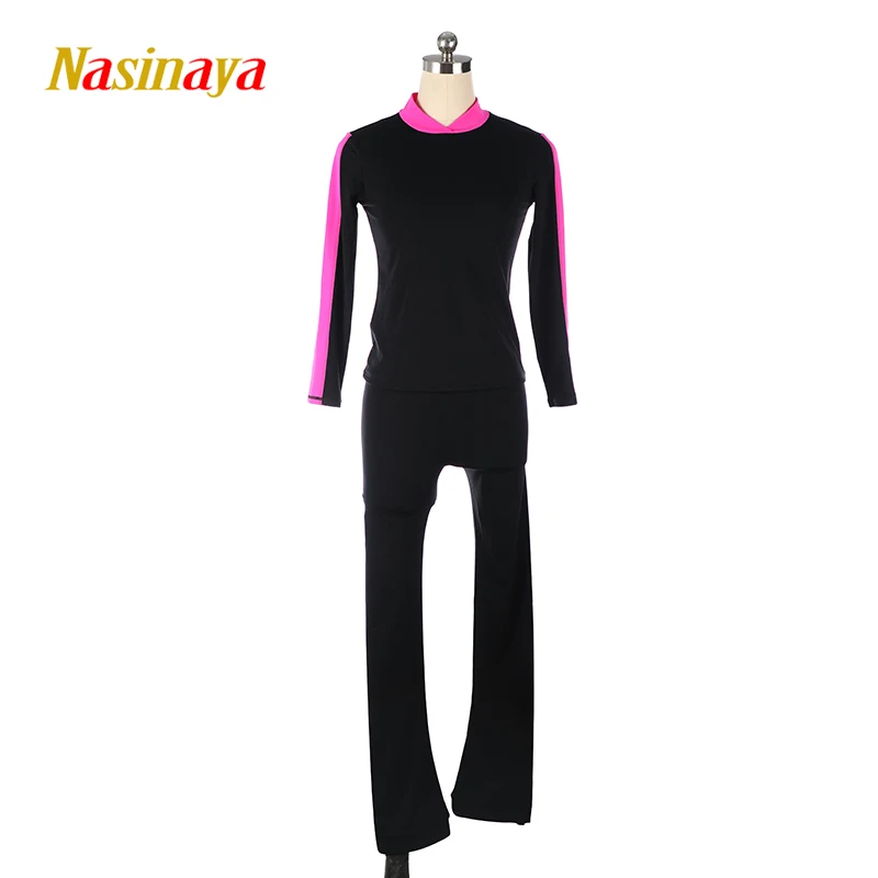 Figure Skating Costume Skating Training Suit Set Pure Black Hot Drilling Skating Costume Girl Ladies Training Pants