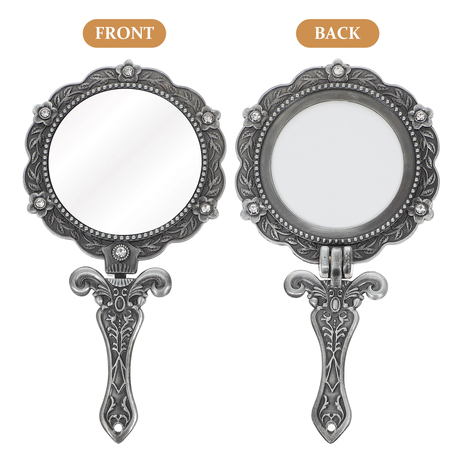 مرآة محمولة باليد، قابلة للحمل وقابلة للطي، مكياج أنيق من سبائك الزنك، مرايا مدمجة