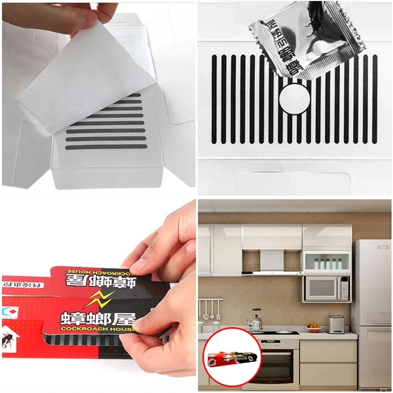 5pcs Cockroach Trap Cockroach Killer Indoor Home Roach Bait Roach Killer Indoor Sticky Glue Catchers Bug Insect Sticky Traps