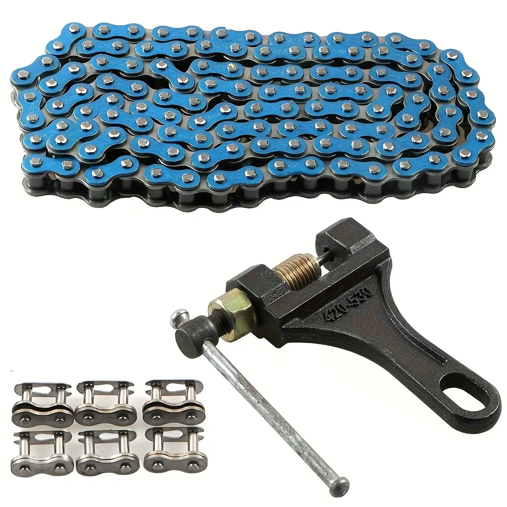 420 Motorcycle Chain 106 Links Fit for 50 70 90 110 125cc SSR TaoTao Coolster Apollo Baja 212cc Go Kart Mini Bike Powersports Pa