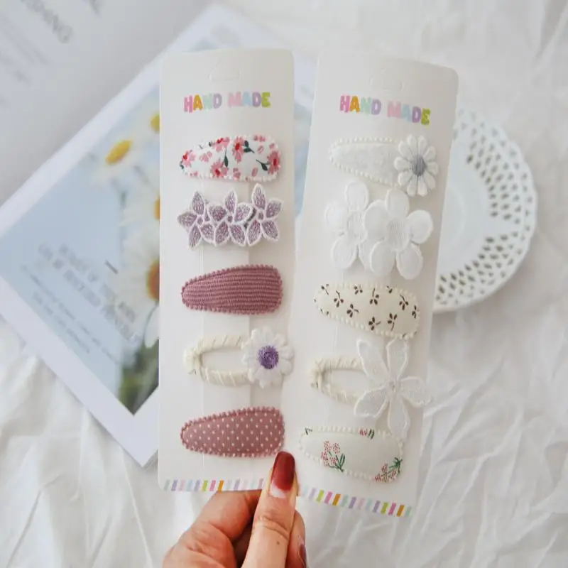 Hairpins 5Pcs BB Clips Set Pastel Floral Barrettes For Girls Beige Purple Blue Green Orange Sweet Ins Style Kids Hair Clip