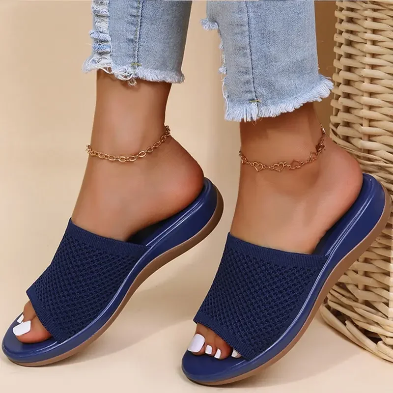 Summer Women Flat Sandals Casual Mom Indoor Sandals Women Elastic Force Outdoor Slipper Summer Sandals for Beach Zapatos Mujer