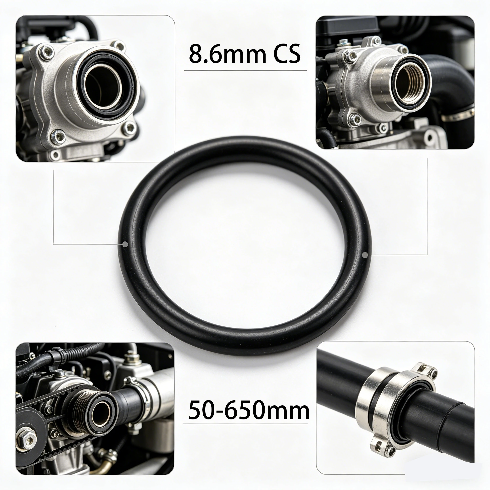 50mm-650mm OD 8.6mm Thicknees CS ORing Plumbing Repair Gasket Joint Washer Sealing Black Buna-N NBR Rubber Seal O-Ring O Ring