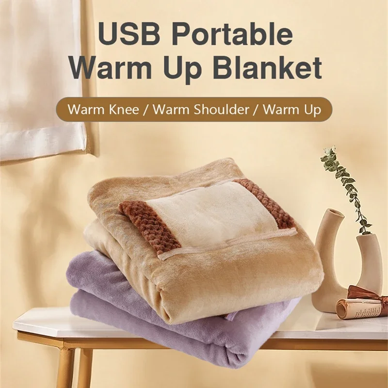 Electric Heater Blankets 5V USB Powered Soft Thicker Warmer Winter Heating Blanket For Office Bedroom Works With Power Bank