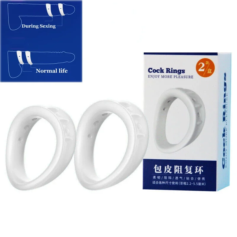 Reusable Oreskin Correction Cock Ring Penis Stimulate Glans Bigger Girth Sleeve Time Delay Ejaculation Sex Toys For Men Adults