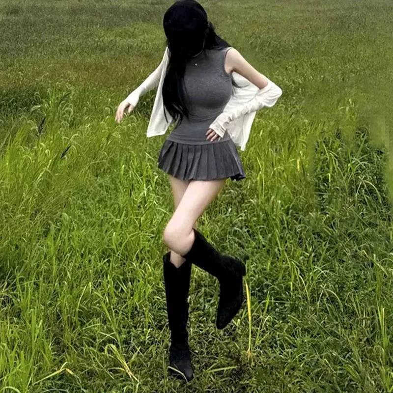 Jupe plissée trapèze taille haute, Sexy, Dongda Gate Sle, mode coréenne, tissu Polyester respirant et respectueux de la peau, Anti-lumière