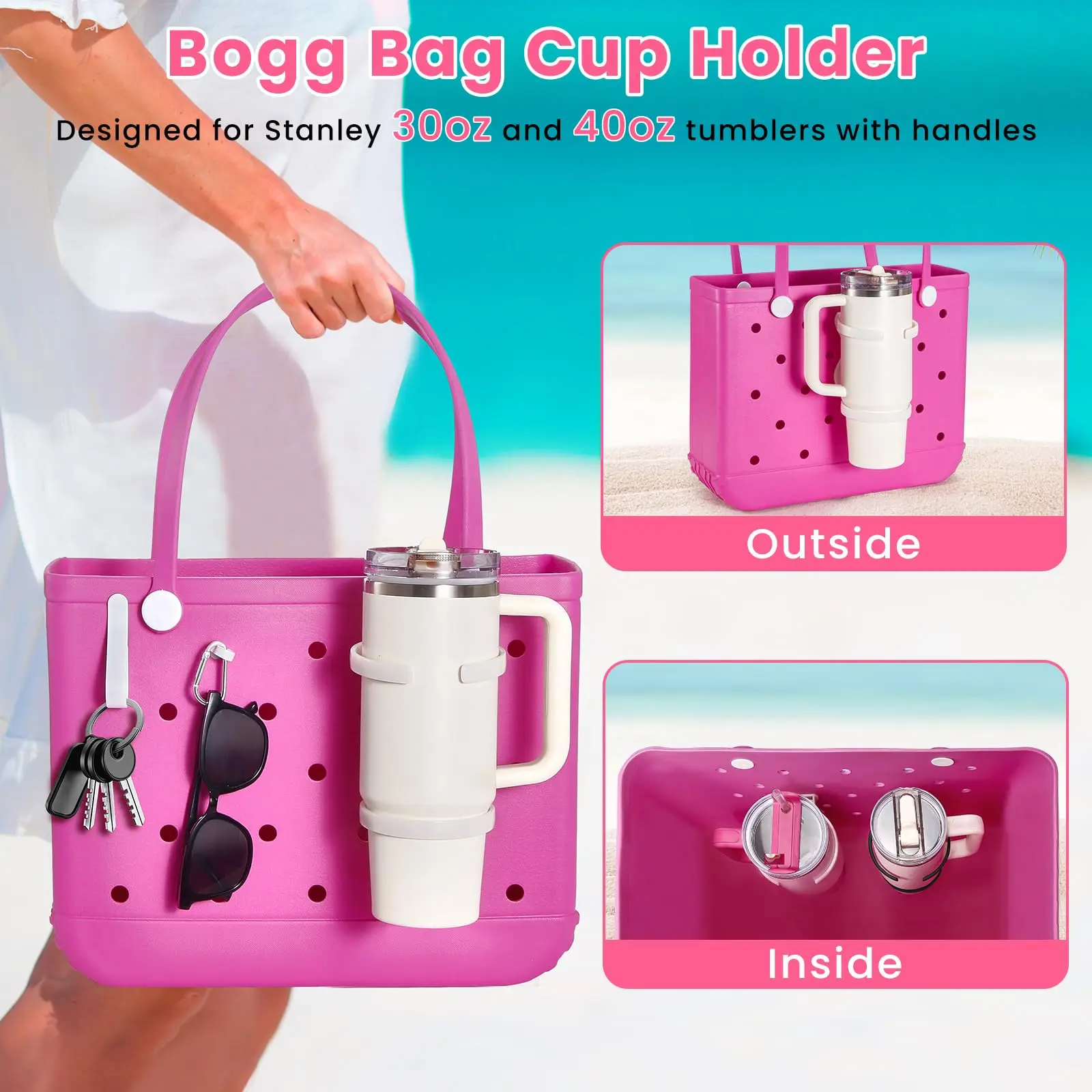 Creative Bogg Bag Cup Holder for 30oz 40oz Cup Adjustable Insert Drink Holder Water Bottle Holder for Bogg Bag Accessories