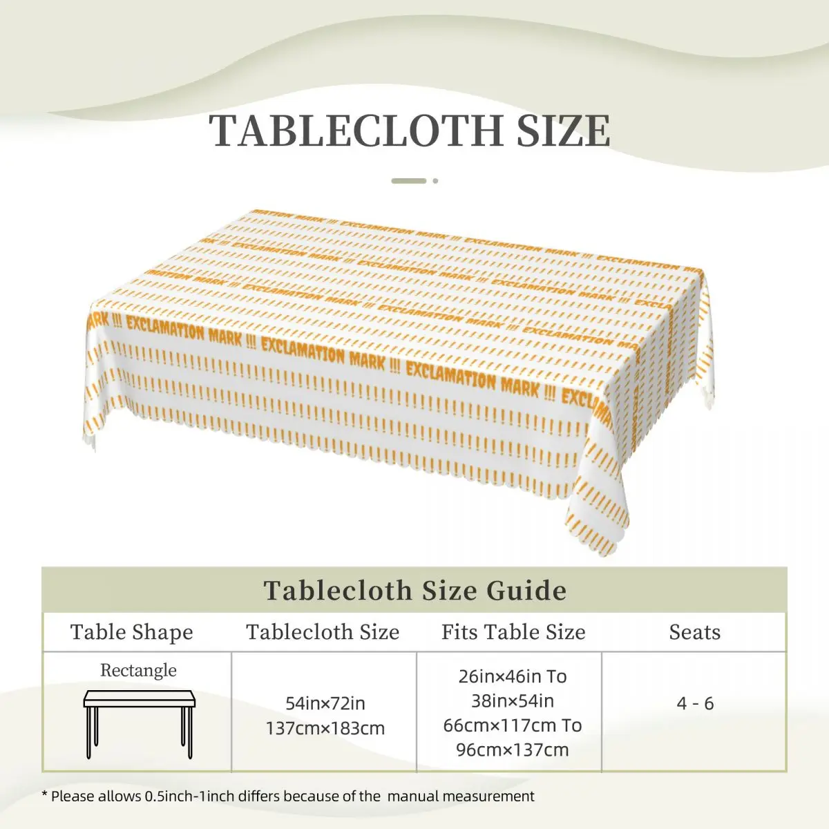 Exclamation Mark Alert The World For Upcoming Future Rectangular Tablecloth Waterproof Table Cover for Dining Events Table Cloth