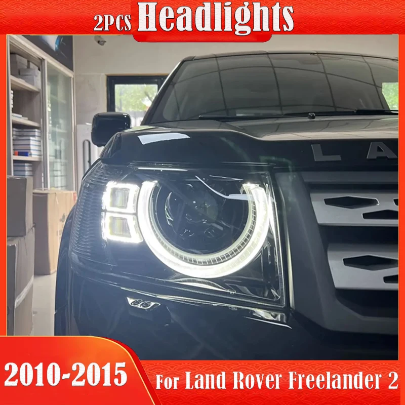 

Фара для Freelander 2, светодиодная фара 2010-2015, фары Freelander 2 DRL, указатель поворота, дальний свет, линза проектора «ангельский глаз»