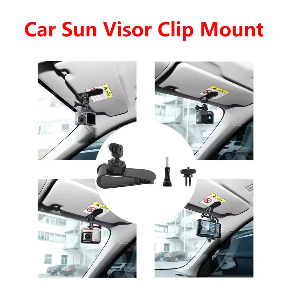 Car Sun Visor Clip Mount For GoPro DJI Action Sunshade Stand Holder Quick-release Bracket Mount For Insta360 X5 Camera Accessory