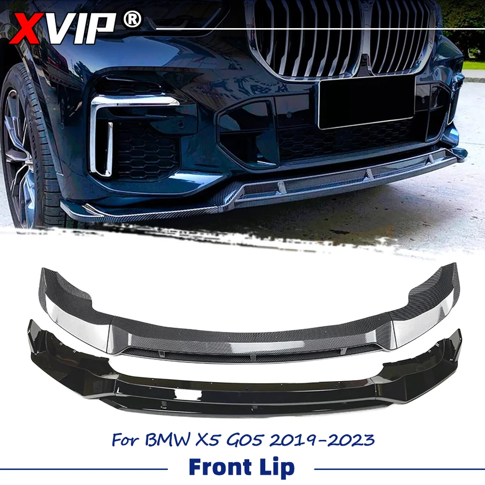

XVIP Glossy Carbon Fiber Glossy Black 3-Piece Blackout Style Front Bumper Lip Spoiler For BMW G05 X5 2019-2023