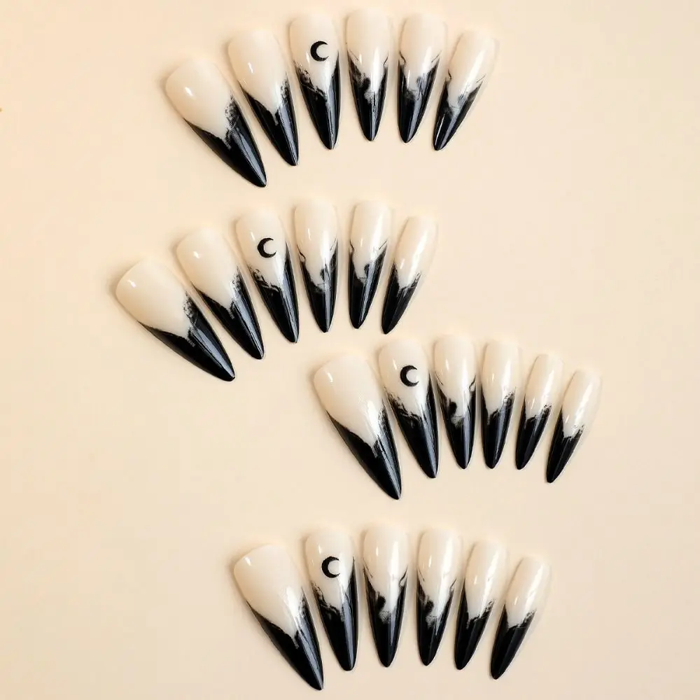 Wearable Manicure Almond Fake Nails Faux Fingernails Pointed Head Halloween False Nail Full Cover Long Length Press on Nails