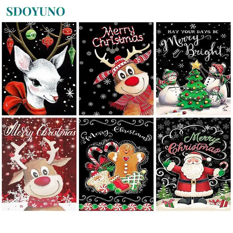 

SDOYUNO 60x75cm Diy Painting By Numbers Christmas Picture Draw Wall Art Coloring By Number Living Room Decoration