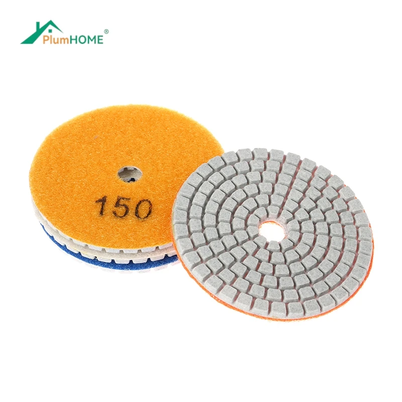 

4" 3" 100/80mm Dry/Wet Diamond Polishing Pads Flexible Grinding Discs For Granite Marble Stone 50/100/400/800/1500/3000grits