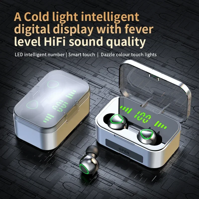 YD02 سماعات بلوتوث سماعات سماعة رأس لاسلكية HiFi سماعات أذن صغيرة الألعاب ميكروفونات الرجال LED 2024 TWS ساعة بلوتوث الهاتف