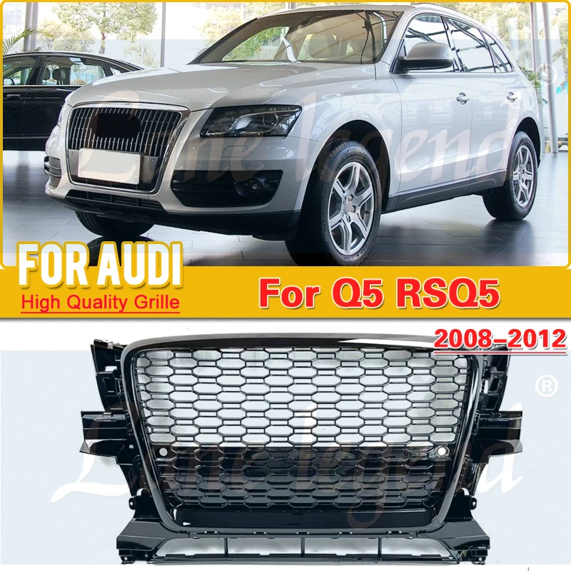 

For RSQ5 Style Front Sport Hex Mesh Honeycomb Hood Grill Black For Audi Q5 2008-2012 Auto Accessories Tools