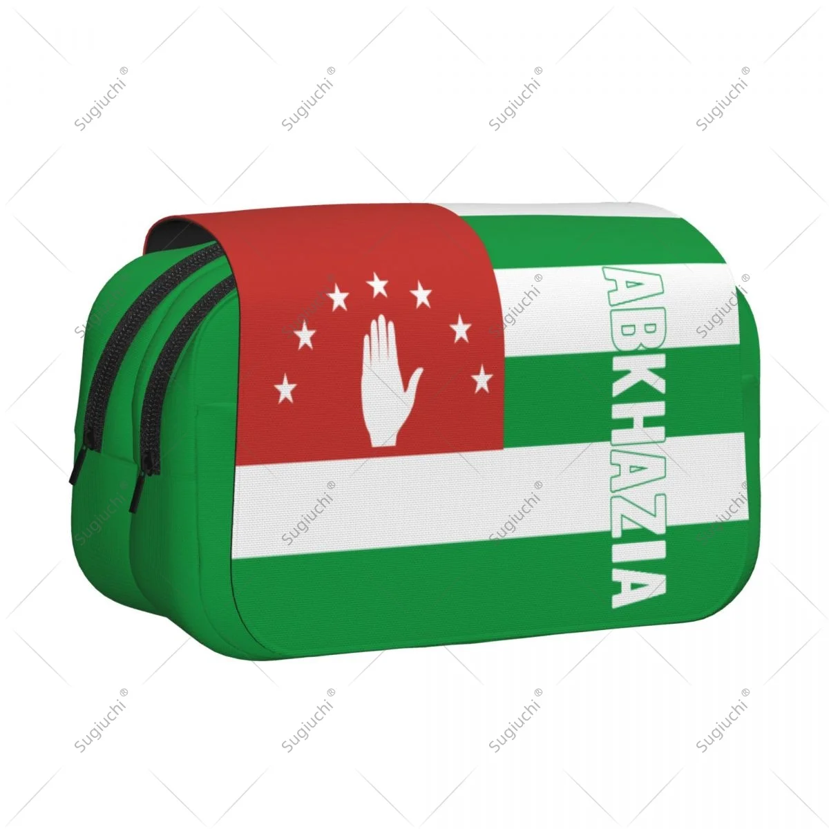 

Pencil Case Scissors Bags 3D Republic Of Abkhazia Flag Double-layer Oxford Cloth Stationery Storage Pen Box Case