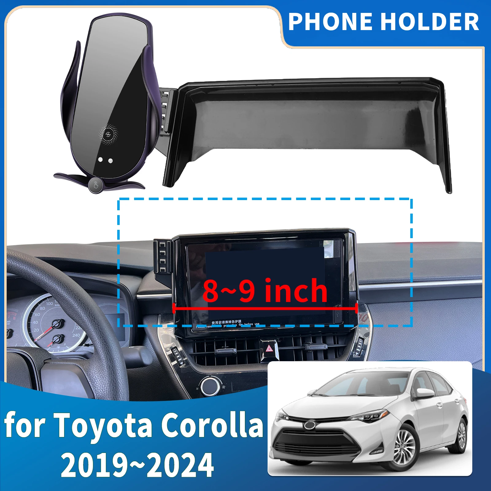 fit for Toyota Corolla E210 2019 2020-2024 8/9in Integrated Screen Mount Phone Holder Mount Car accessoires
