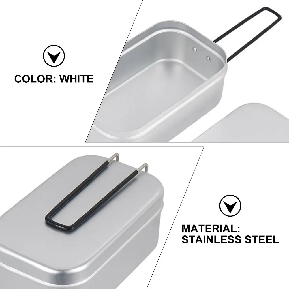 

1 set 1 Set Aluminum Lunch Box Foldable Design Portable Outdoor Food Container For Camping Hiking Picnic Travel Bento Case