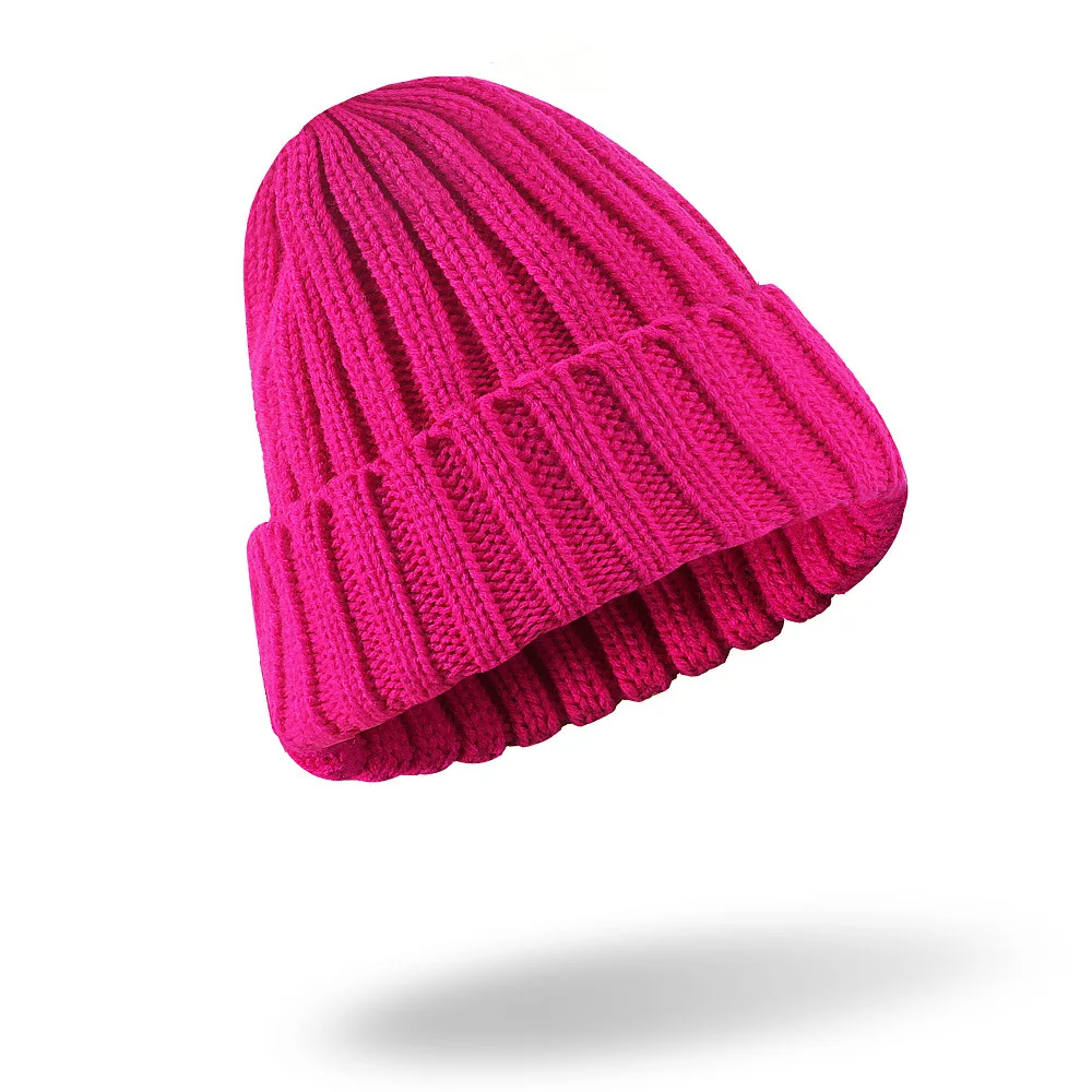 New Solid Colors Winter Women Knitted Hat Hip Hop Bonnet Skullies Beanies Kpop Style Wool Beanie Cap