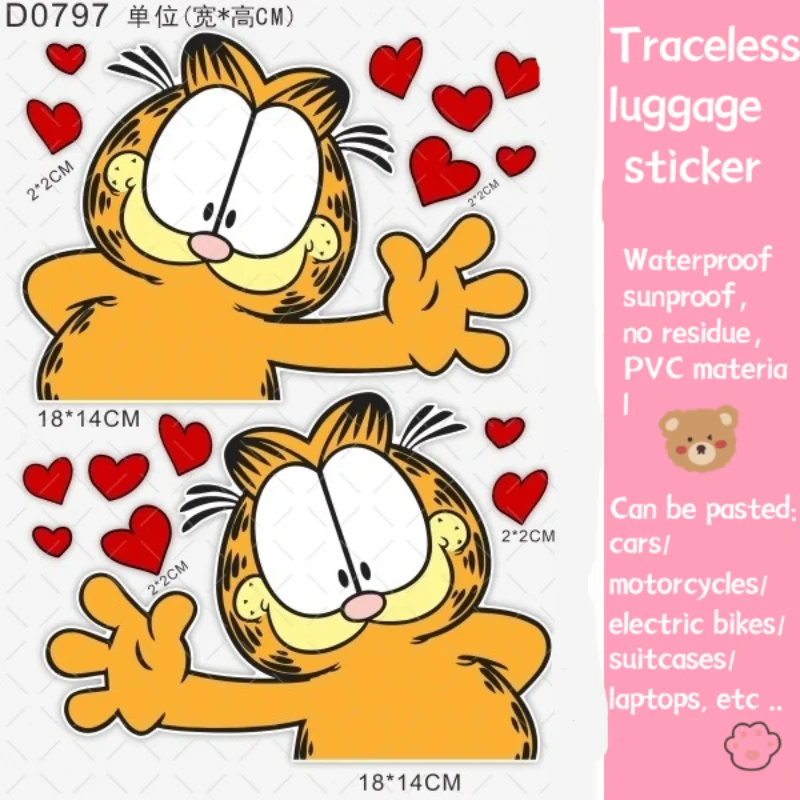 غارفيلد حقيبة لطيف ملصق كأس مجلة الكمبيوتر مقاوم للماء واقية من الشمس لا بقايا لتقوم بها بنفسك خدش عائق لاصقة تزيين