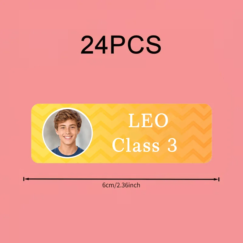 Customized Back-To-School Photo Name Stickers, Custom Text Labels, Personalized Labels for Schools, Offices, Water Bottles, Pencils - Non-Curling Adhesive Waterproof Name Tags, School Classroom Backpacks, Luggage, Back-To-School Gifts for Sons and Daughters