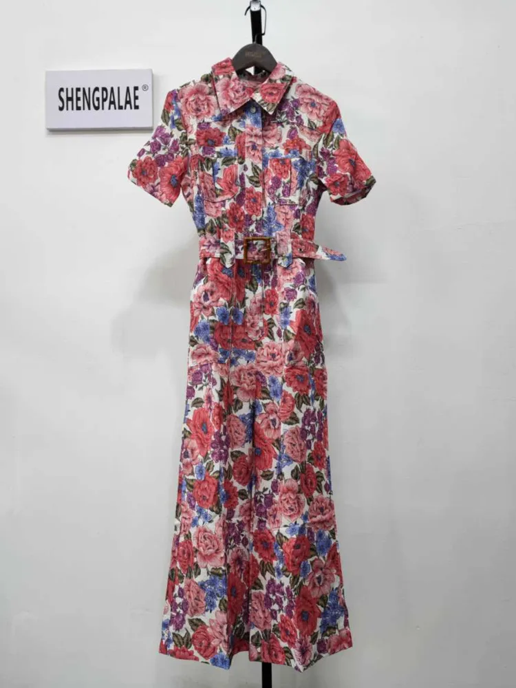 SHENGPALAE Fashion Jumpsuit Flower Color Show Thin Personalized Women Wear Trendy Girl Casual Y2k Clothes 2024 Spring New R1988