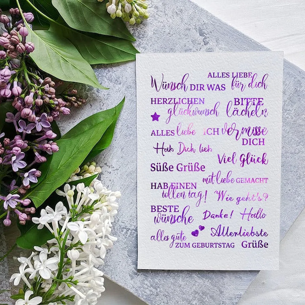 Fancy Handwriting Sayings German Clear Stamps for DIY Scrapbooking German Blessing Word Clear Stamp Transparent Stamps Seals