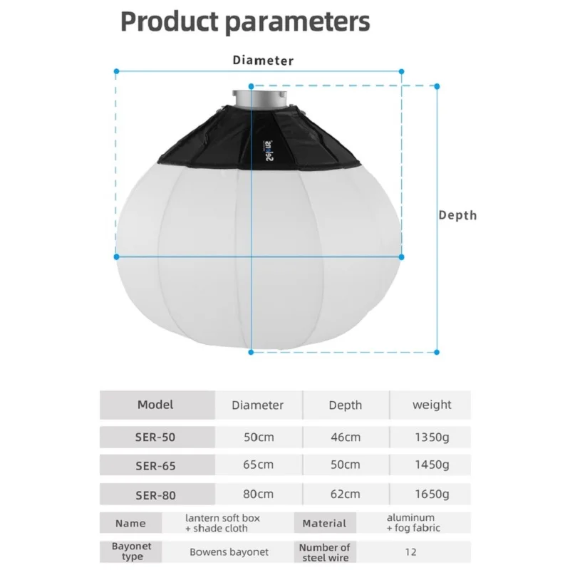 Selens Photography Softbox Quick Install Ball Lantern Softbox 50/65/80cm For Photo Studio Kits Shooting Photography Accessory