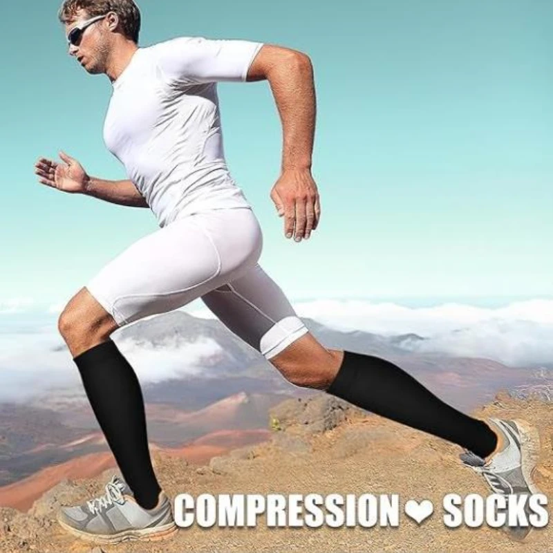 1 Pair Men women Calf Compression Stockings Prevent Varicose Veins Shape Gradually with Pressure Elastic Open Toe Knee High sock