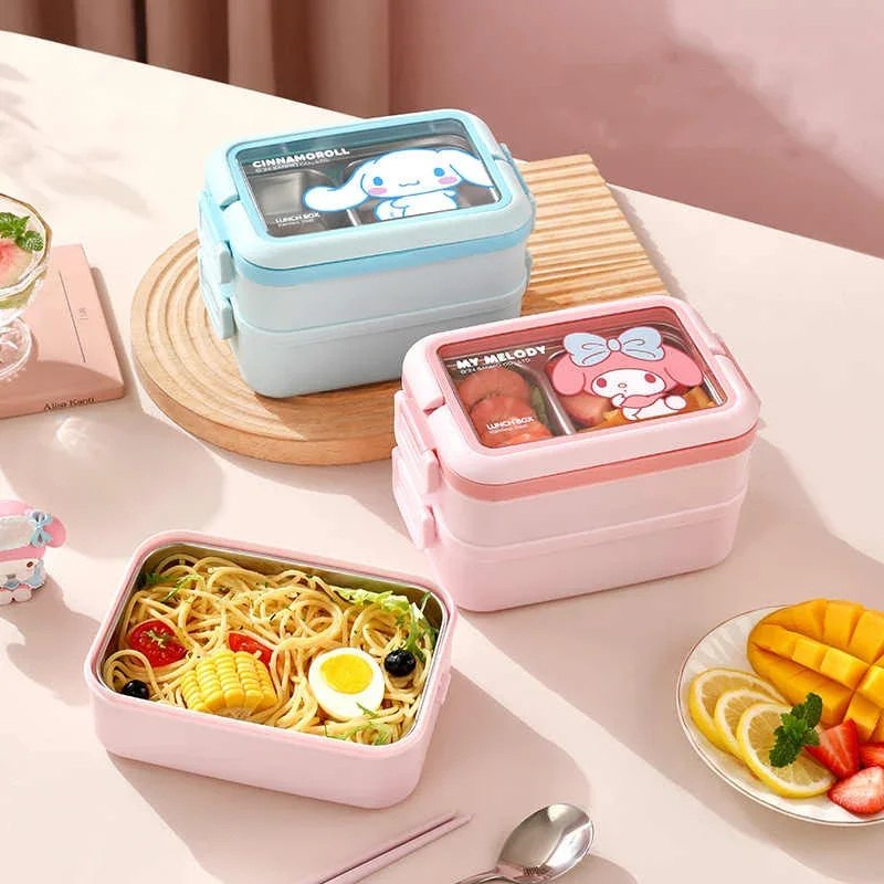 

Sanrio Kawaii My Melody Insulated Lunch Box Cinnamoroll Anime Cartoon Officers Students Large-capacity Double-layered Lunch Box