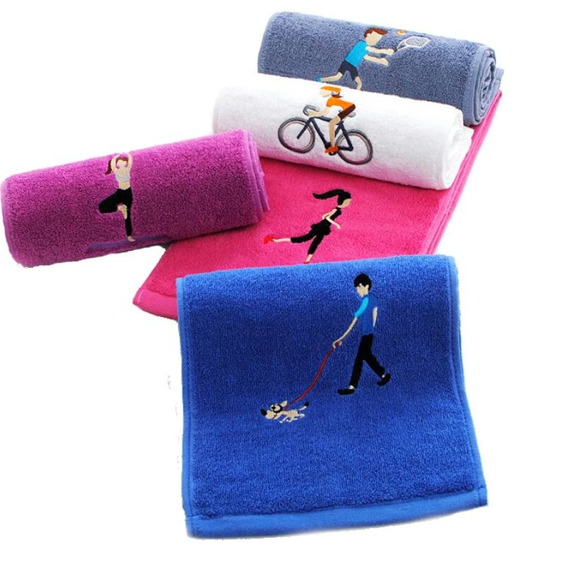 

110*20cm Pure cotton sports towel, fitness yoga golf marathon embroidery lengthened towel, soft and absorbent skin,men and women