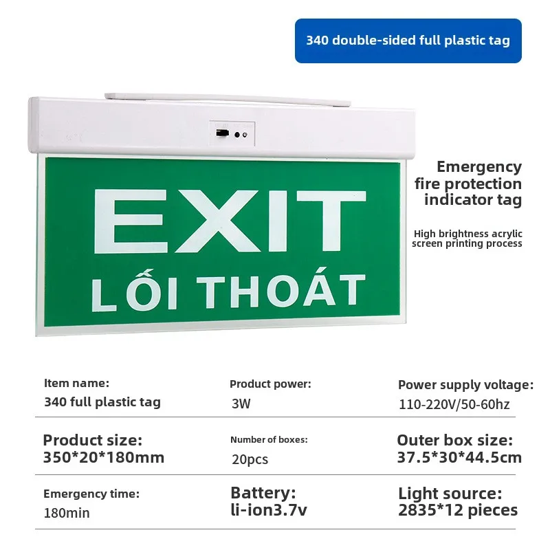 Plastic Signs Safety Exit Direction Indicator Lights Fire Escape Emergency Indicator Lights, Economic Lighting Ac85-265v