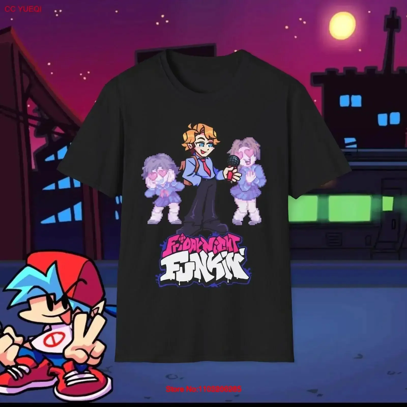 Senpai ليلة الجمعة Funkin Fnf Newgrounds أنيمي سوفت ستايل تي شيرت خمر غسلها أنيق مصمم الملابس امتدت لينة أوم