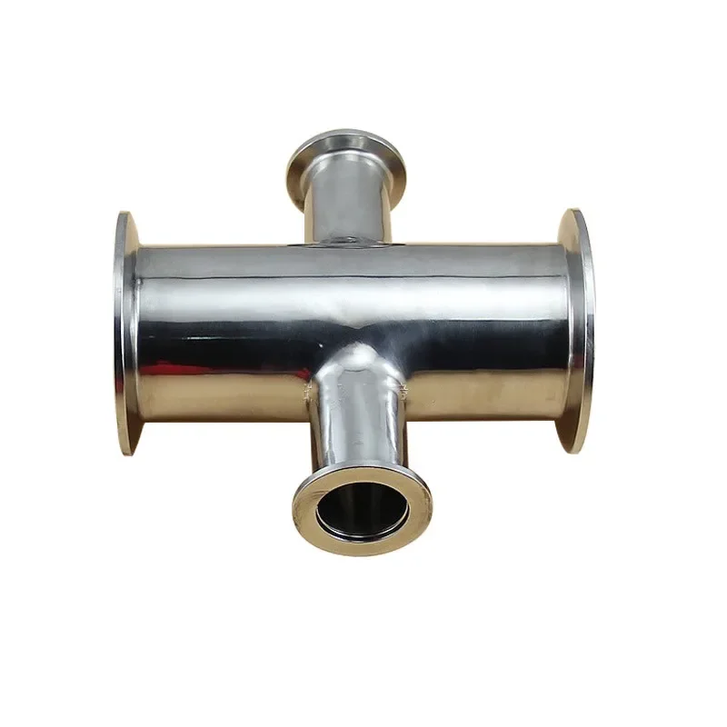 KF40(NW40)-KF25(NW25) Cross Adapter Stainless Steel 304 4-way Tri Clamp Cross Pipe Reducer Vacuum Flange Pipe Tube Fitting Joint