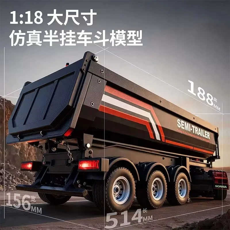 509D 1:18 Simulation Semi-Trailer Body For RC Tractor Truck 1501 Dump Truck Bucket Desktop Collection Modle Toy Adult Men Gift