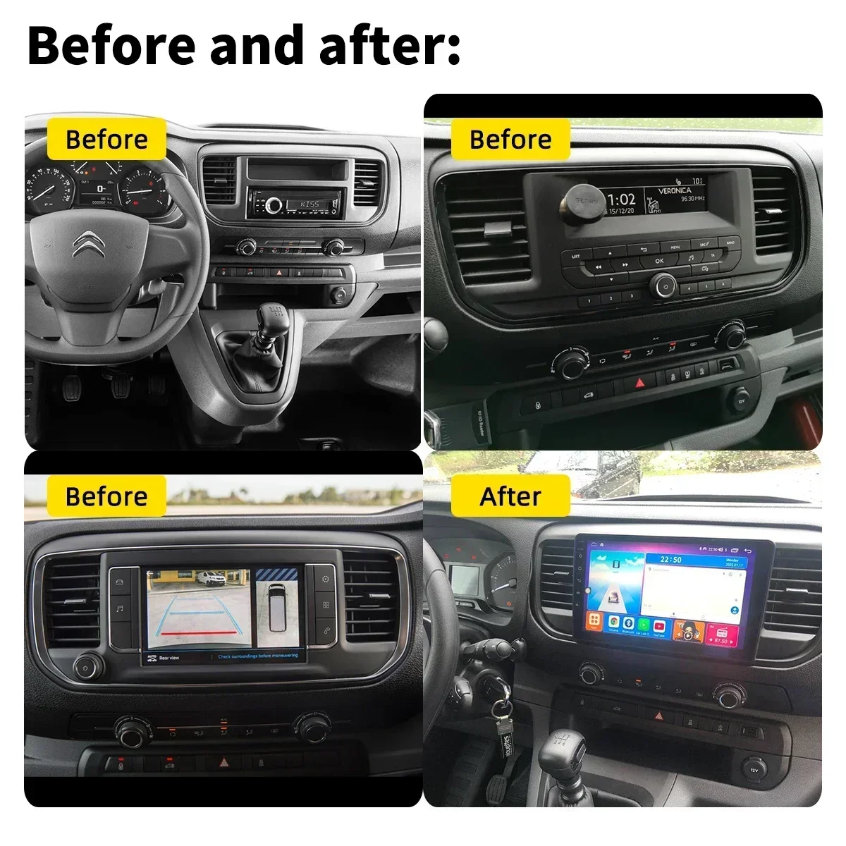 2 Din Car Radio For Peugeot Expert 3 Citroen Jumpy 3 SpaceTourer 2016 - 2021 wireless CarPlay Android Auto Car Multimedia Player