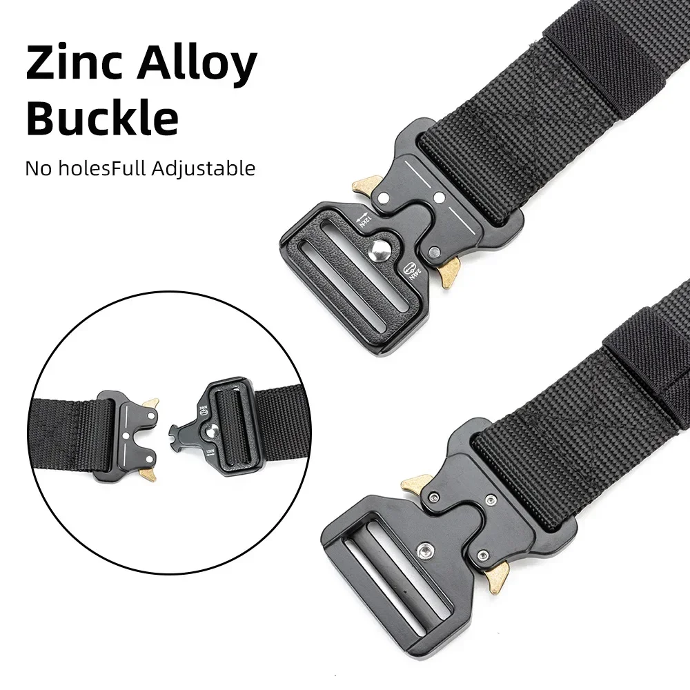 Men Belt - Belt Quick Release Outdoor  Camouflage Soft Real Nylon Sports Accessories Black Belt for Women