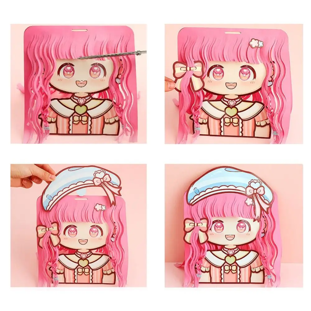 Kawaii Activity DIY Paper Hairstyles Toy Cartoon 3D Girls Hair Stylist Toy Sticker Montessori Idol Styling Designer Toy Kids