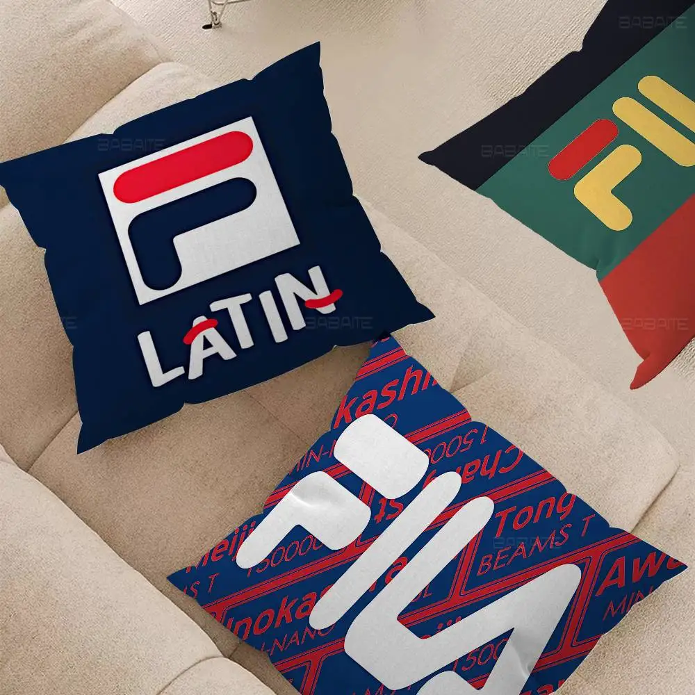 Модные брендовые наволочки с логотипом F-FILA-A, декоративные наволочки для дивана с мультяшным рисунком, двусторонняя печать, короткий плюш, чехол для подушки
