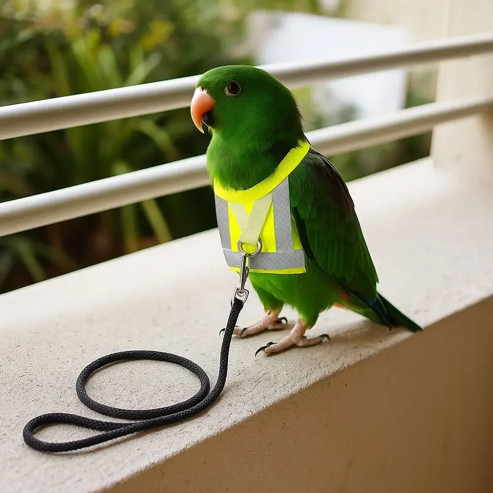 Parrot Vest Suit Adjustable Parrot Flying Harness Safety Comfortable Reflective Leashes Sun Protection Bird Harness Vest Conures