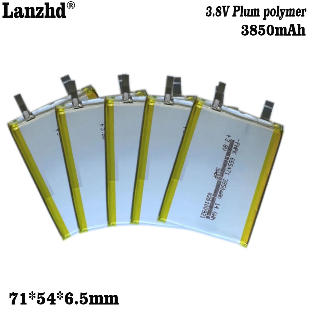 1-10PCS Rechargeable 3.8V 3850mAh 655471 Lithium Polymer Li Ion Lipo Battery For E-book Power Bank Tablet Camera Radio Notebook